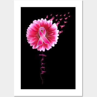 Breast cancer Awareness Sunflower Lover Pink Ribbon Womens Posters and Art